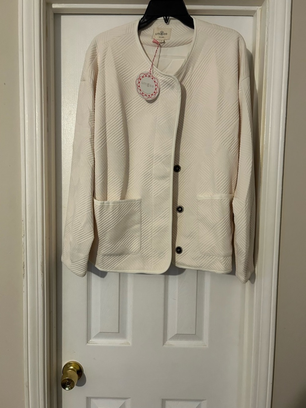 Umgee Cream Textured Button-Front Blazer